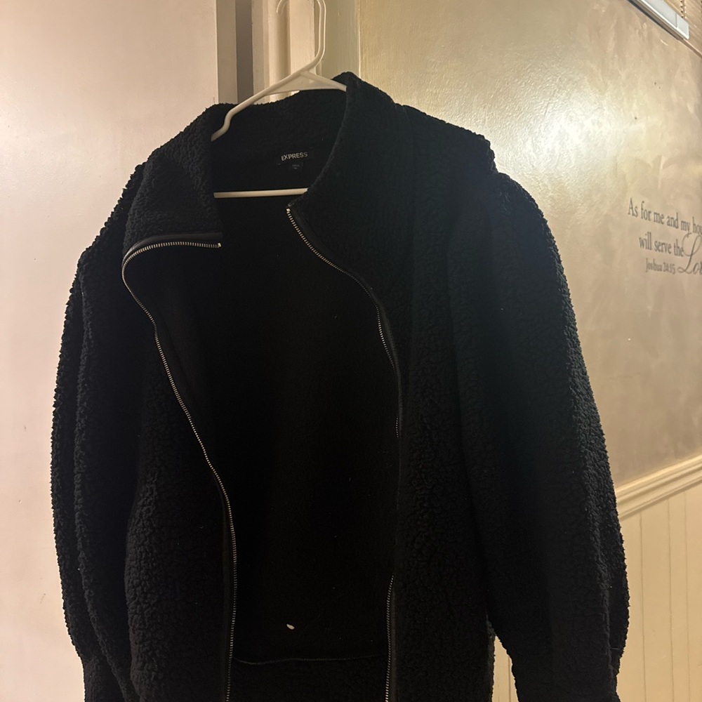 Express Black Teddy Jacket Plush Winter Coat